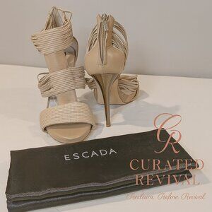 Escada Strappy Nude Heels Size 7.5 | Curated Revival